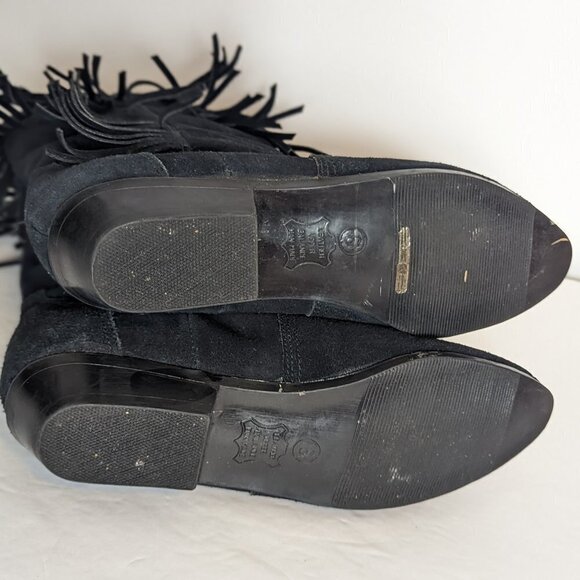 Vintage Western Suede Boots Stagecoach Desert Inspired Fringe Southwest Boho - Picture 3 of 9